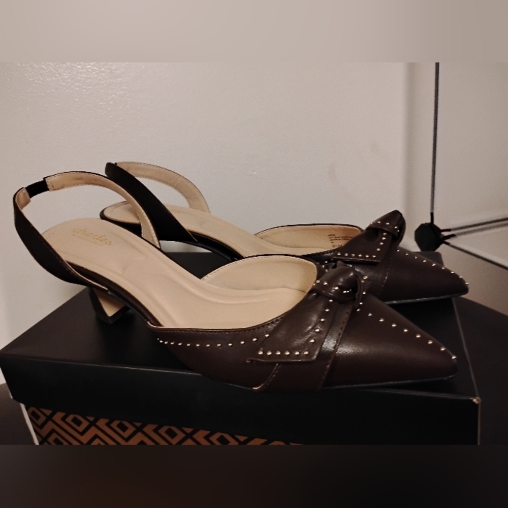 New Charles David Dark Brown Slingback Heels